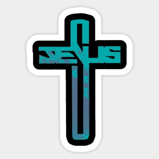 Blue and Purple Jesus Cross Sticker